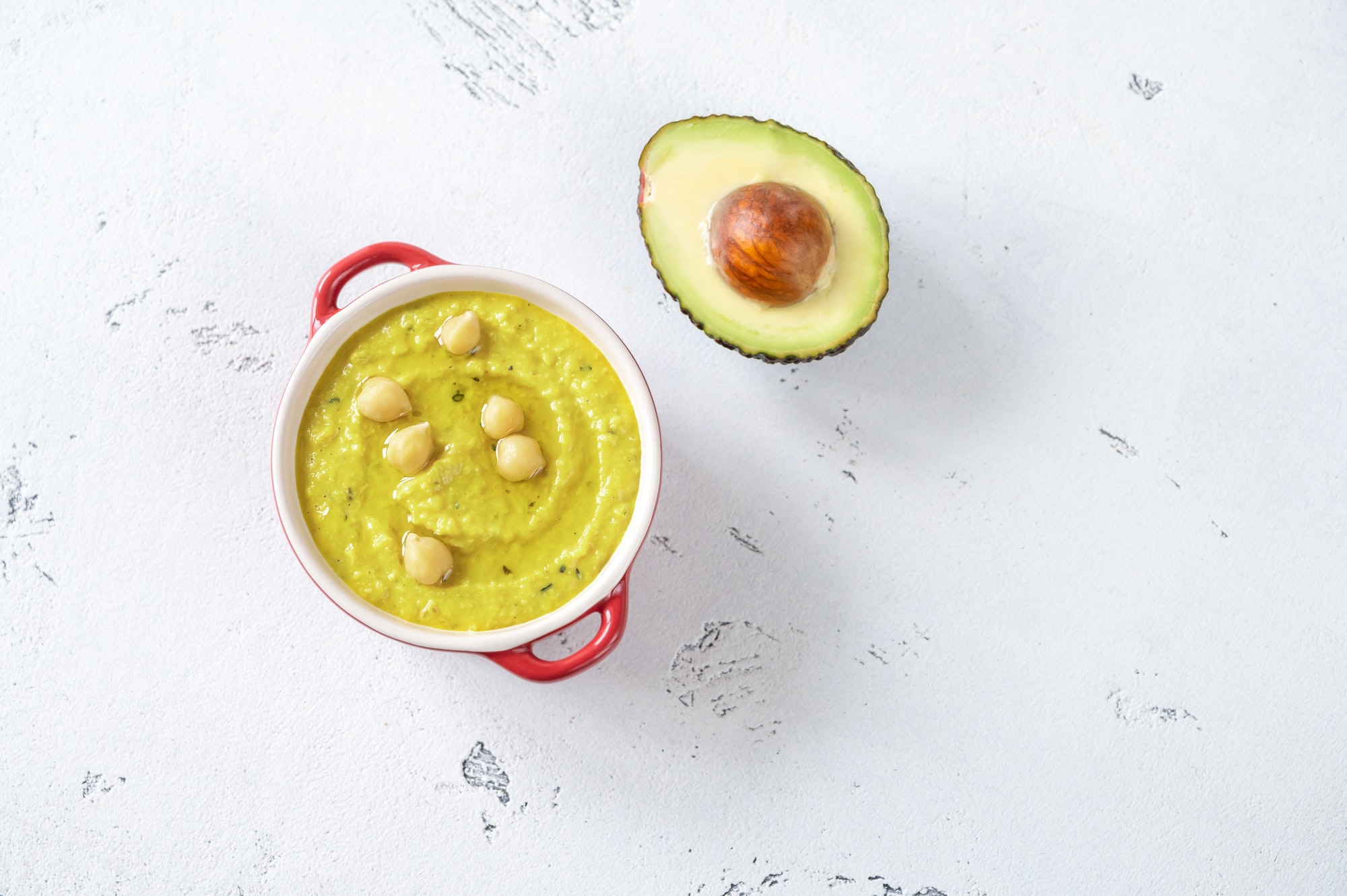 Bowl of avocado hummus